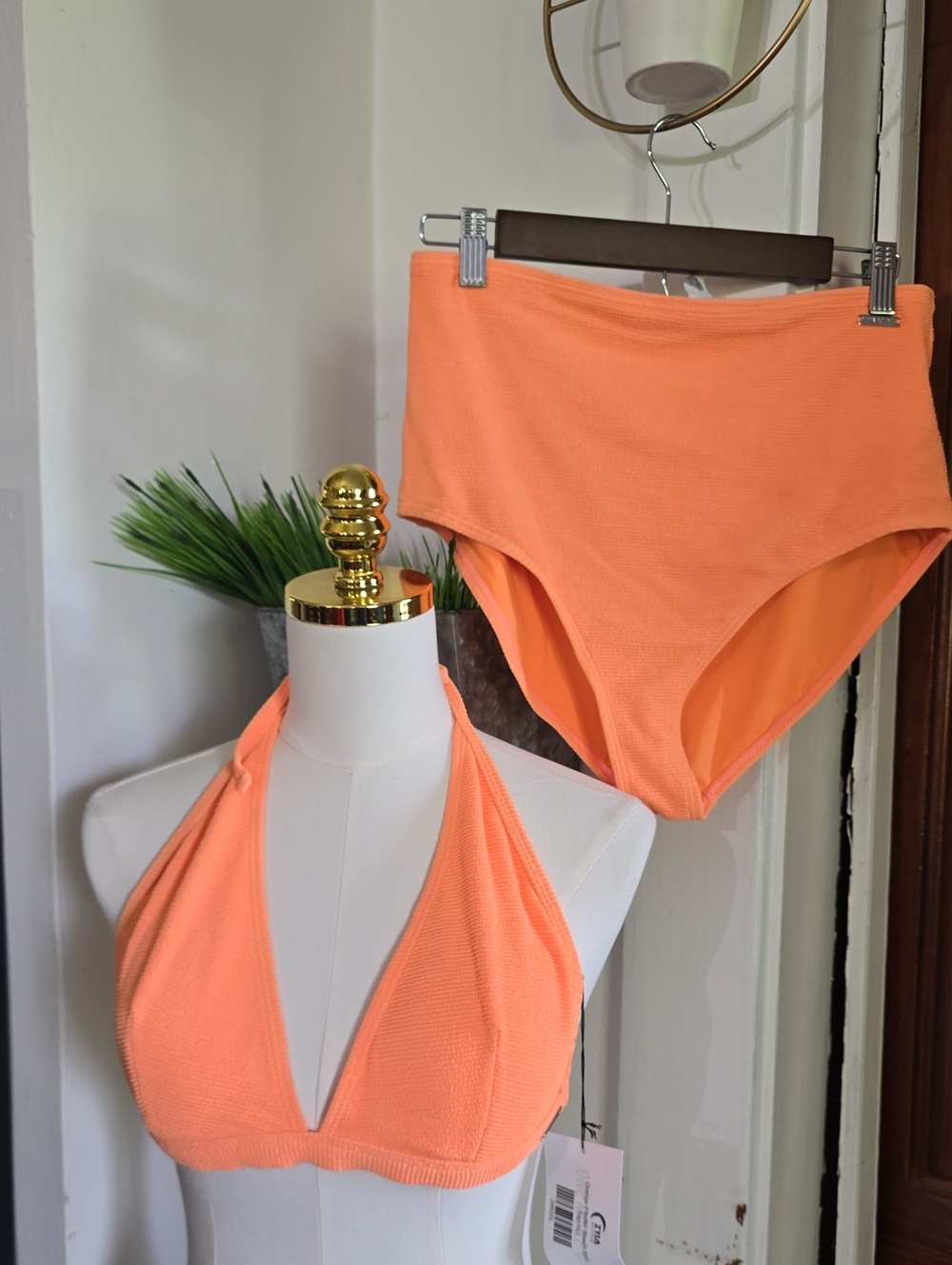 ZYIA Peach-Orange Halter Bikini Set